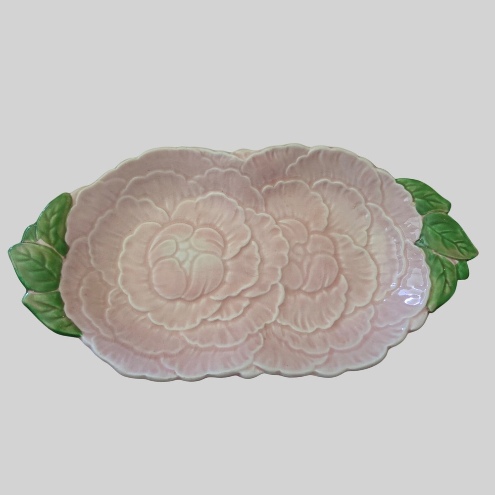 Vintage Falcon English Rose Plate Pink Floral Scalloped Serving Dish England
